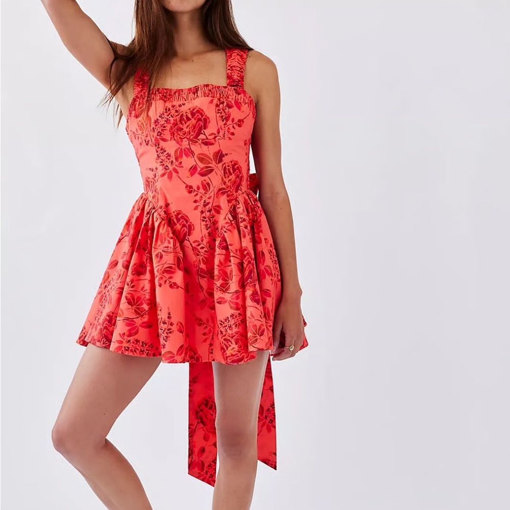 Free People Matilde Mini Dress Coral Combo